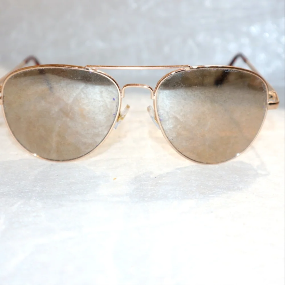 Retro Aviator Sunglasses Brown Lens Gold Frame Foster‎ Grant